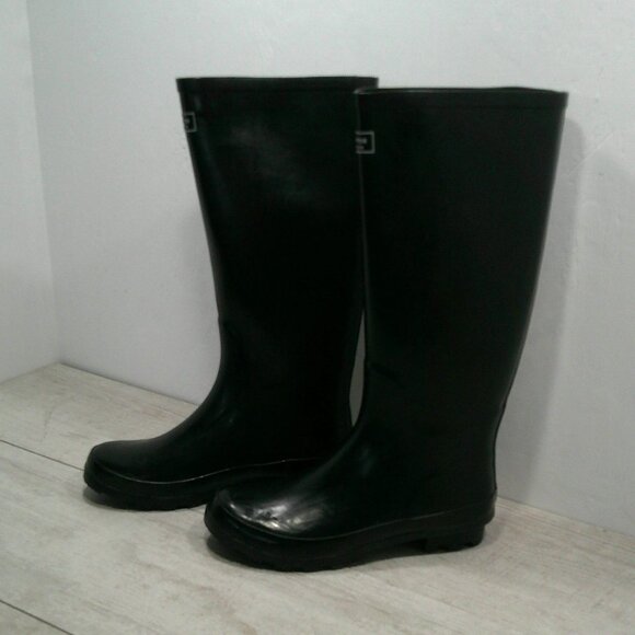 London Fog Classic Thames Black Knee-high Waterproof Rain Boots Size 8 - Picture 8 of 9